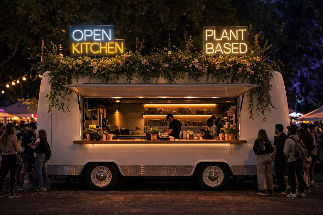Puesto gastronómico móvil en evento